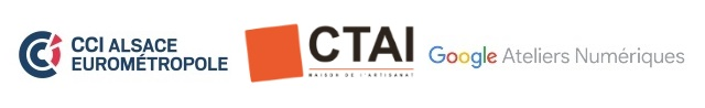 Logo CCI Alsace Eurométropole, logo CTAI et logo Google